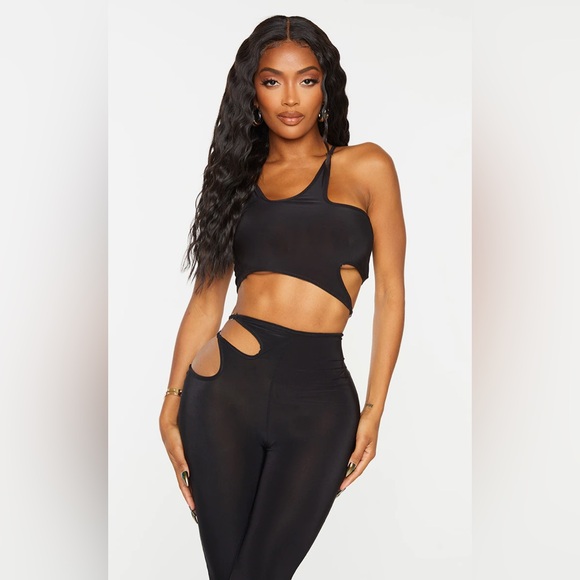 PrettyLittleThing Pants - PrettyLittleThing Black Cut-Out Leggings